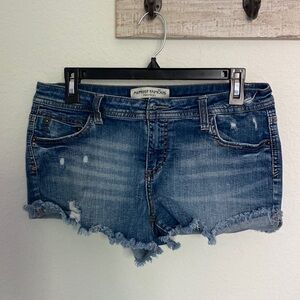 🌸$5 Almost Famous Premium denim shorts, low rise, distressed, size 11